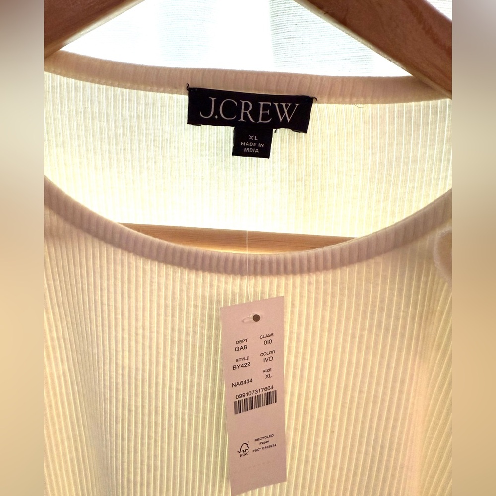 NWT J.Crew Vintage Ribbed Cream Top - Picture 3 of 4